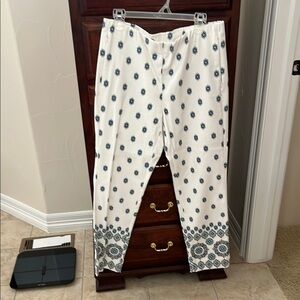 J.Jill Cotton Stretch Pants with Blue Floral Pattern NWT